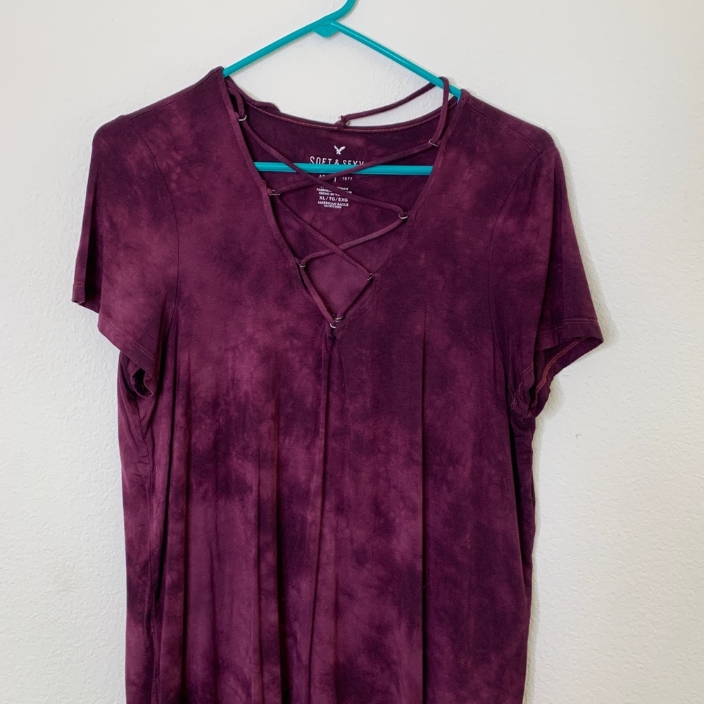 American eagle cross cross top tie dye